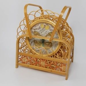 Vintage bamboo butterfly coaster set with caddy